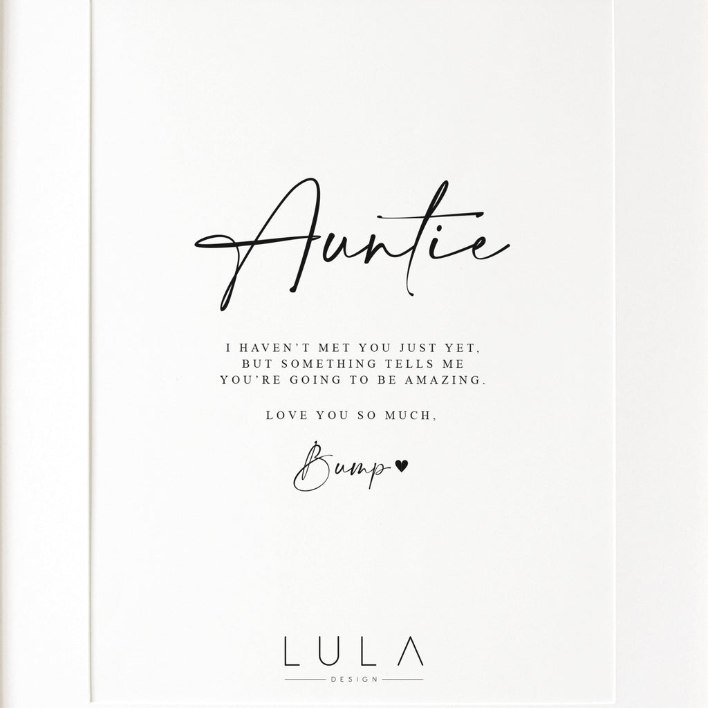 Auntie Love from Bump PRINT A4 or A5 Pregnancy Announcement, Bump to Auntie, Bump Gift, Surprise, Gift, Auntie Present, Pregnancy