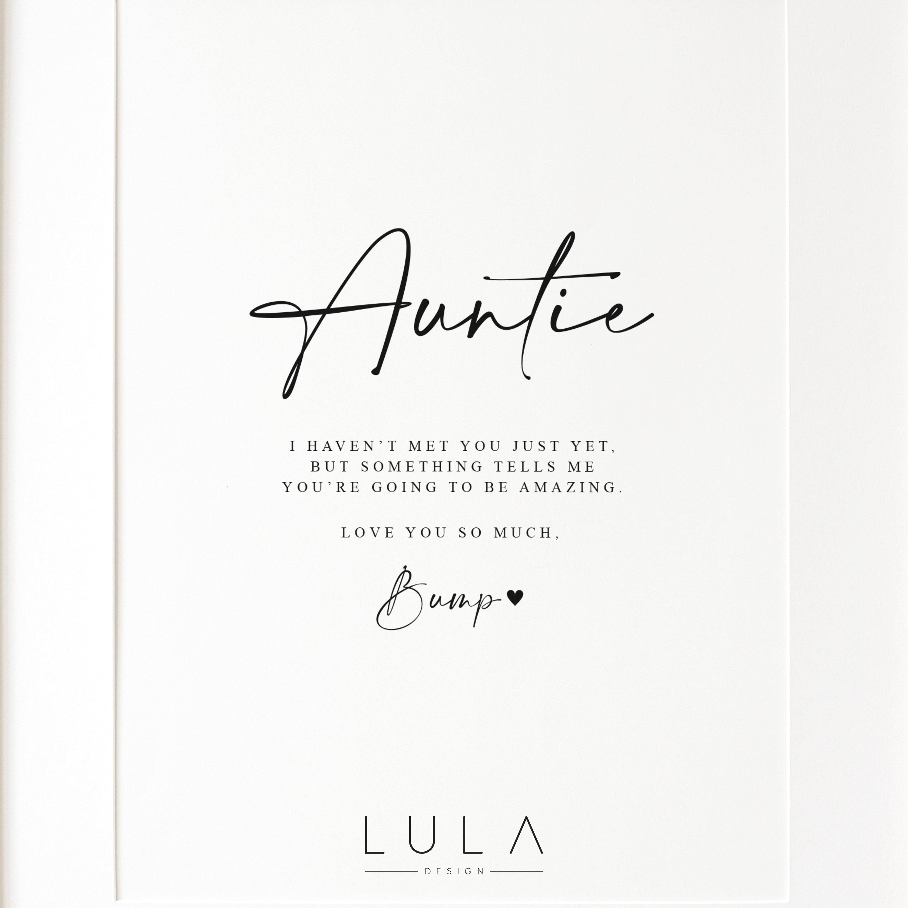 Auntie Love from Bump PRINT A4 or A5 Pregnancy Announcement, Bump to Auntie, Bump Gift, Surprise, Gift, Auntie Present, Pregnancy