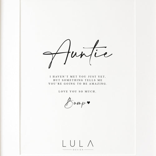 Auntie Love from Bump PRINT A4 or A5 Pregnancy Announcement, Bump to Auntie, Bump Gift, Surprise, Gift, Auntie Present, Pregnancy