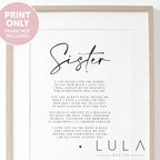 Personalised SISTER Poem A4 PRINT - Printed Poem Gift for Sister, Gift for Sister, Thankyou Sister, Christmas Gift for Sister, Sister Poem