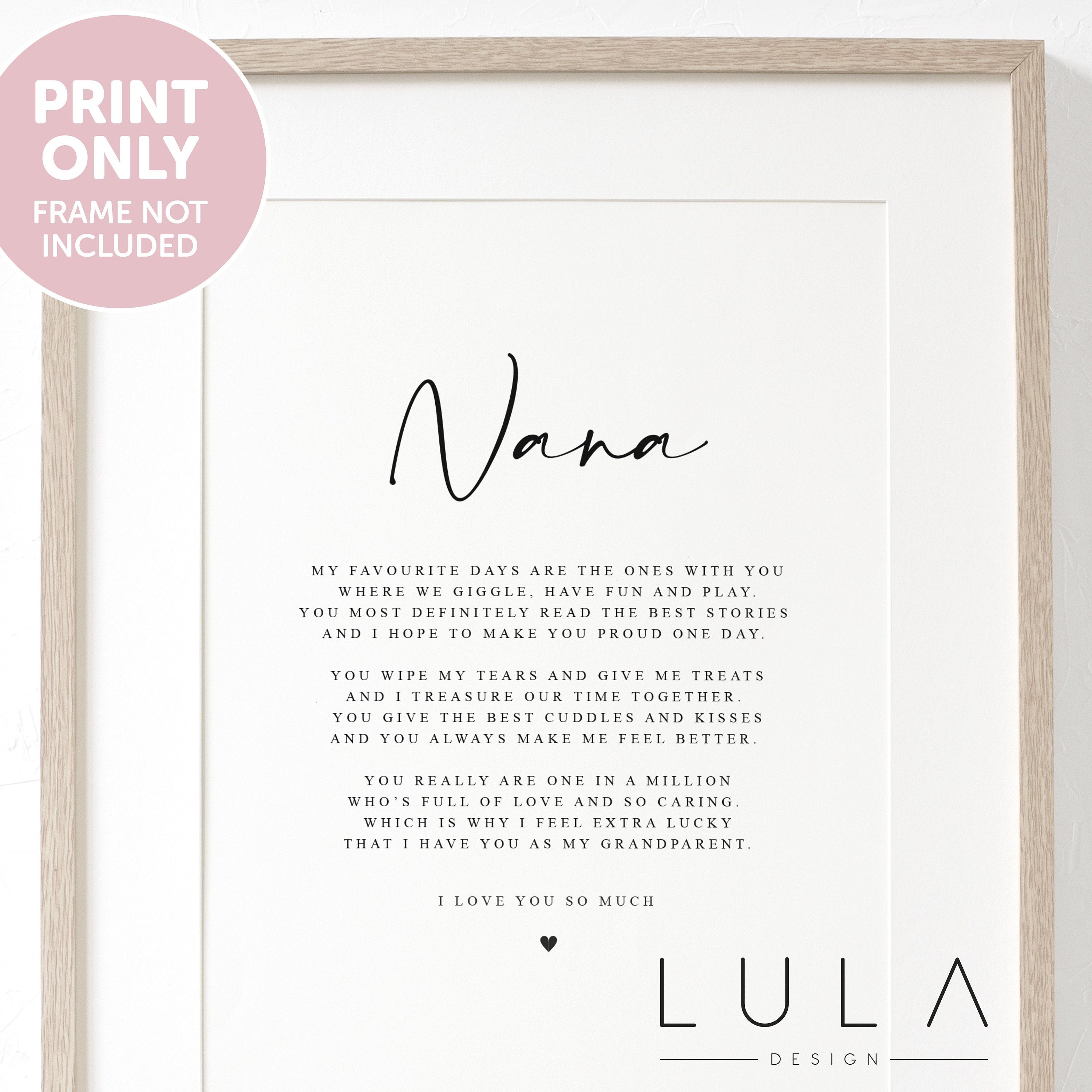PERSONALISED NANA Poem A4 PRINT Nana Grandparent Poem Gift, Gift to Nana, Nana Christmas Gift, Present to Nana from Grandchild Grandchildren