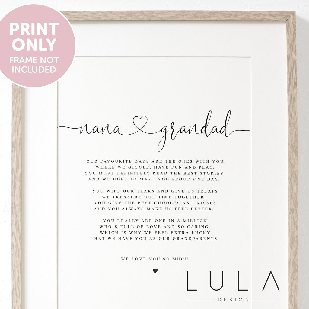 PERSONALISED NANA and Grandad Poem A4 A5 PRINT, Nana Grandad Gift, Grandparent Poem, Gift for Grandparents Grandparent Christmas Gift Print