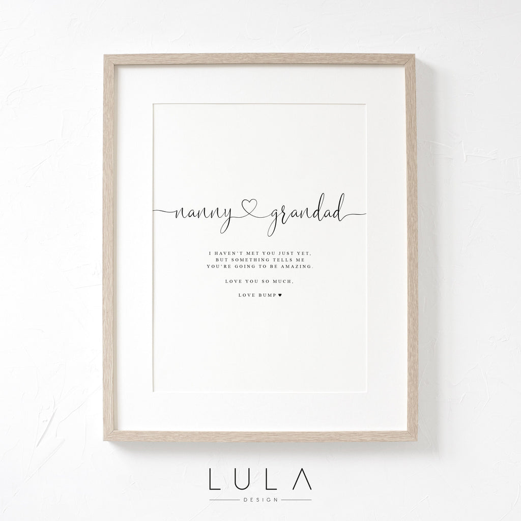 NANNY and GRANDAD Love from Bump A4 or A5 PRINT, Pregnancy Announcement, Bump to Nanny & Grandad, Love Bump Print, Grandparents to be