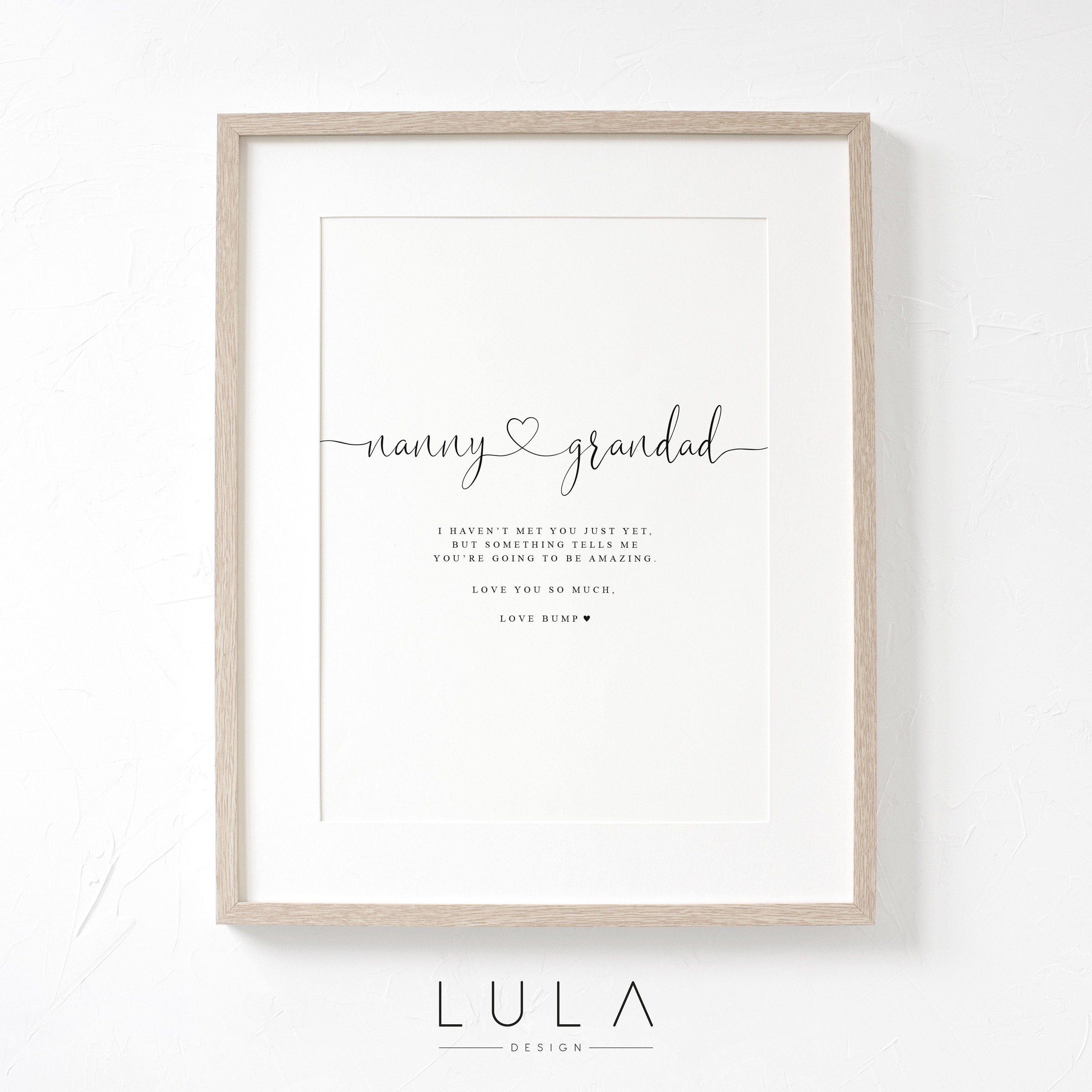 NANNY and GRANDAD Love from Bump A4 or A5 PRINT, Pregnancy Announcement, Bump to Nanny & Grandad, Love Bump Print, Grandparents to be