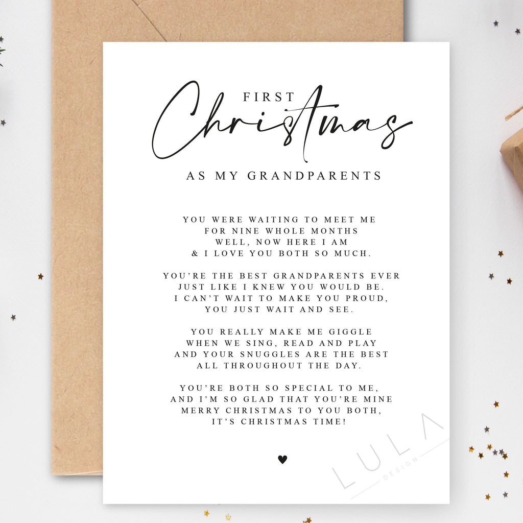 First Christmas as my grandparents from Baby Poem A5 Greeting Card with envelope, Grandparents first Christmas, Christmas Poem Card Baby