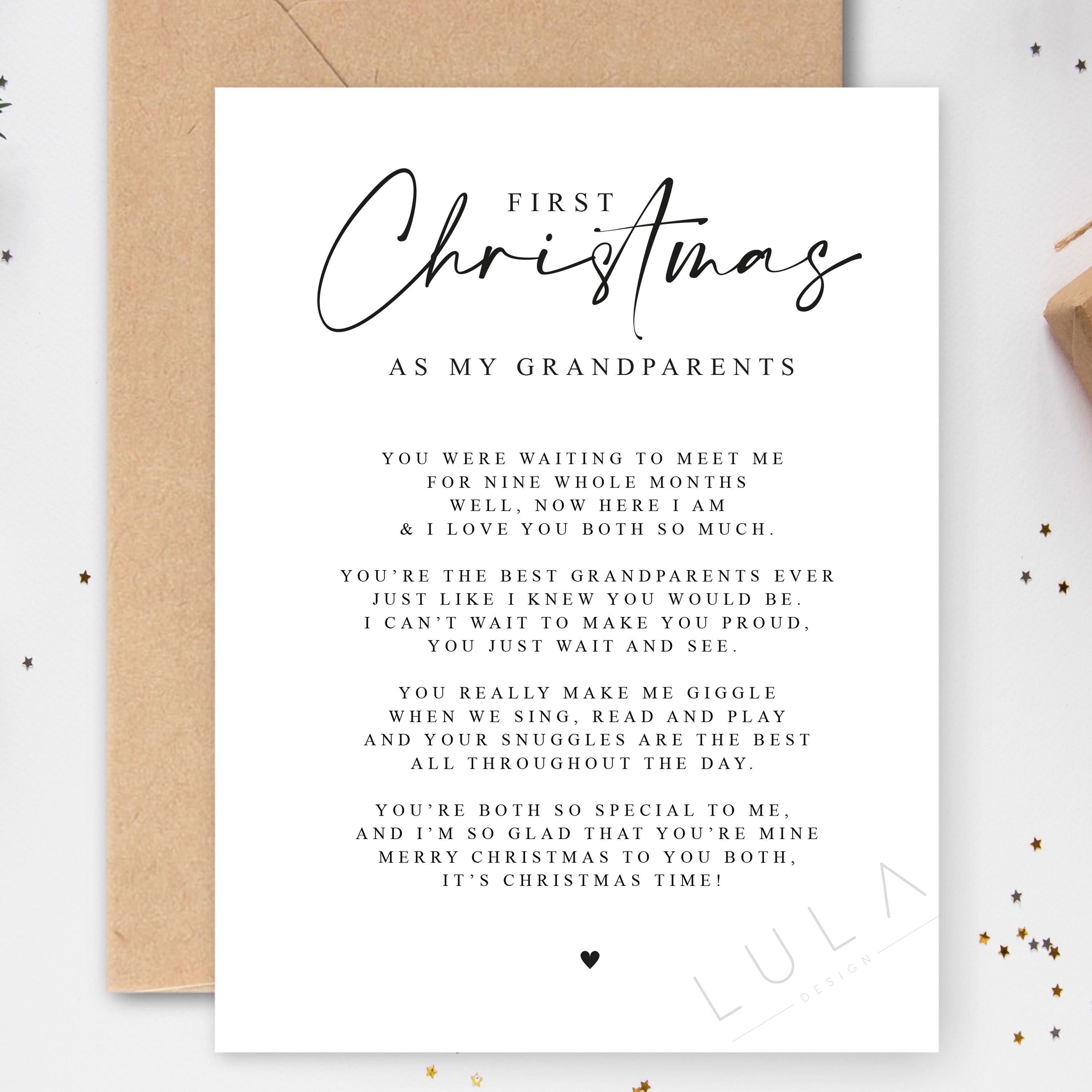 First Christmas as my grandparents from Baby Poem A5 Greeting Card with envelope, Grandparents first Christmas, Christmas Poem Card Baby