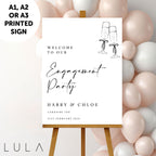 PERSONALISED A1 A2 or A3 Black and White Bow Welcome to our Engagement PRINTED Foamex Welcome Sign Elegant minimal sign decor