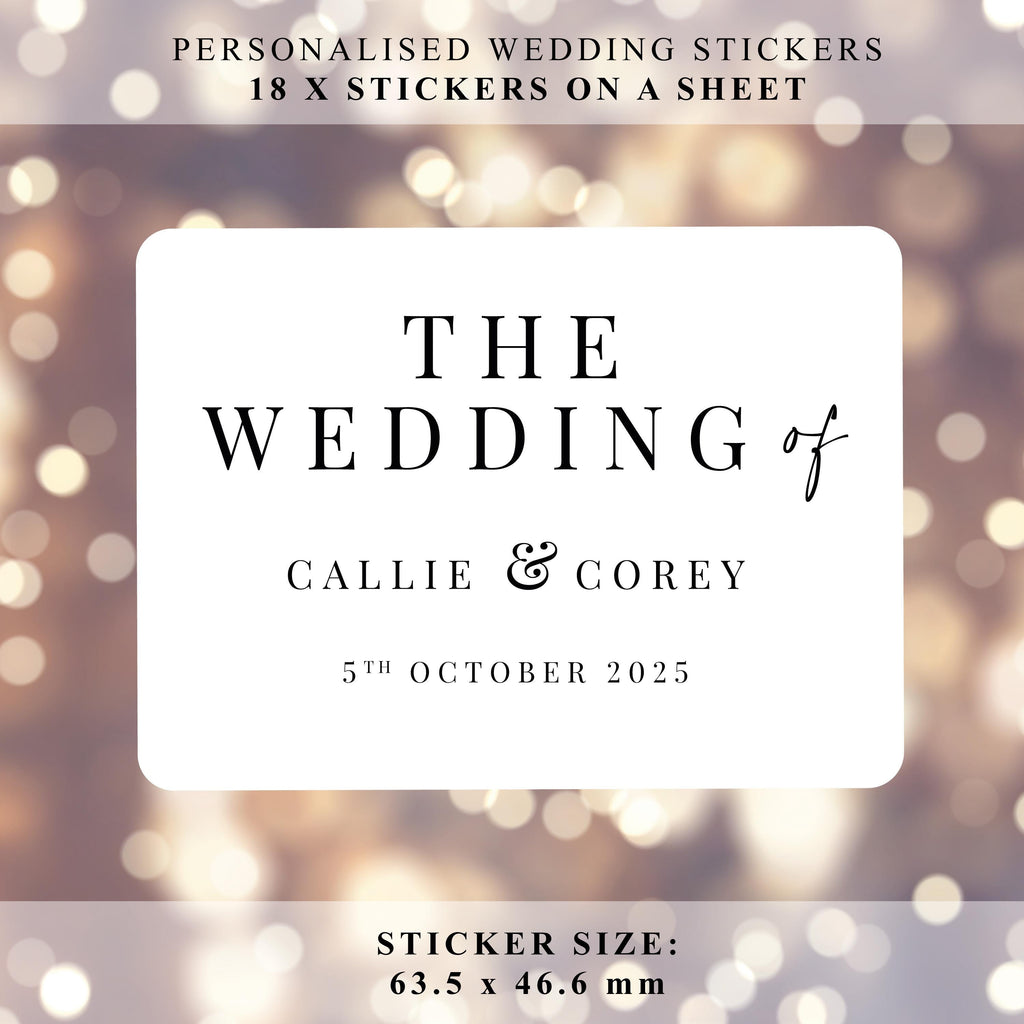 PERSONALISED Wedding Favour Stickers Minimalistic Black and white Matching wedding stationery stickers, Favour Stickers, Wedding invitation