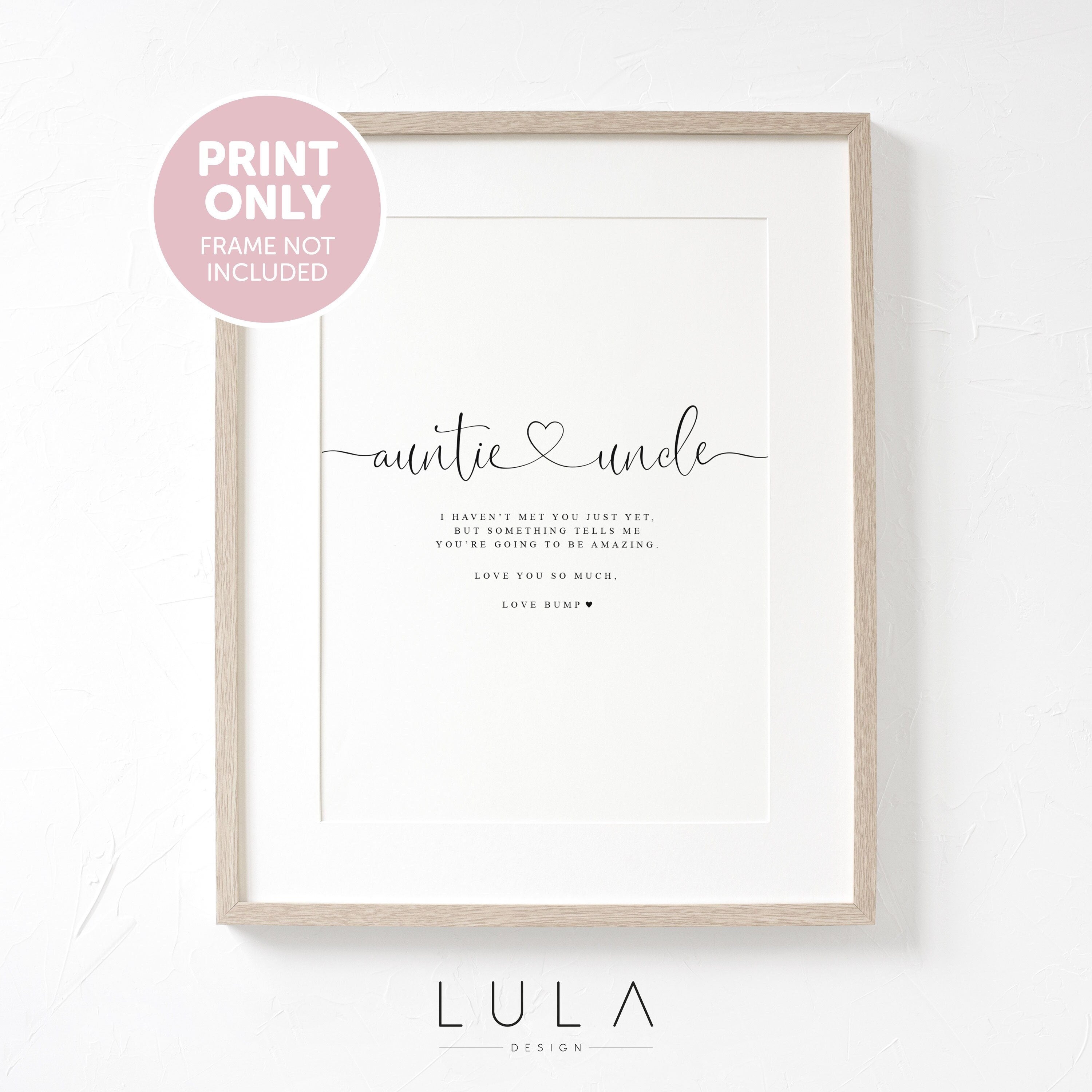 Auntie and Uncle Love from Bump A4 or A5 PRINT, Pregnancy Announcement, Auntie and Uncle to be gift, Christmas Gift, Pregnancy Reveal