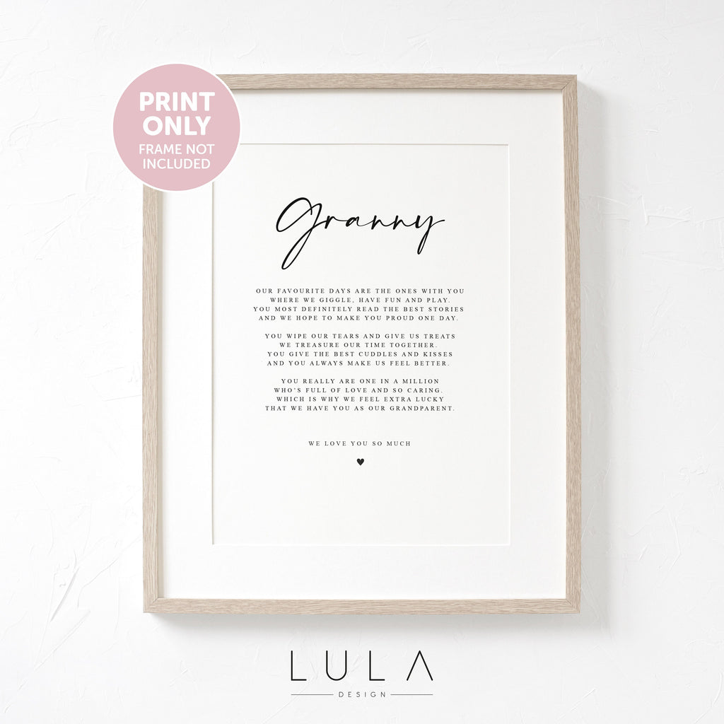 PERSONALISED GRANNY Poem A4 A5 PRINT, Granny Gift, Grandparent Poem, Gift for Granny, Christmas Gift Granny from Grandchild Grandchildren
