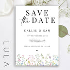 PERSONALISED A6 Spring Summer Floral Printed Save the Dates Wildflower Boho floral Save The Dates Typography Printed with black Envelopes