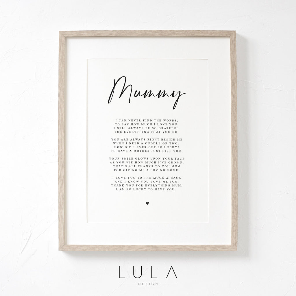 Personalised Mummy Poem A4 A5 PRINT- Mothers Day Gift, Gift for Mum, Mum Birthday Gift, A poem for Mummy Gift Mummy from Child Children