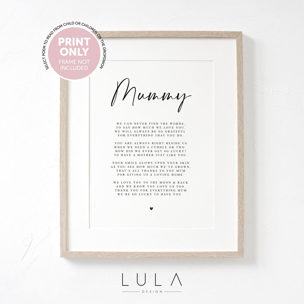 Personalised Mummy Poem A4 A5 PRINT- Mothers Day Gift, Gift for Mum, Mum Birthday Gift, A poem for Mummy Gift Mummy from Child Children