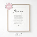 Personalised Mummy Poem A4 A5 PRINT- Mothers Day Gift, Gift for Mum, Mum Birthday Gift, A poem for Mummy Gift Mummy from Child Children