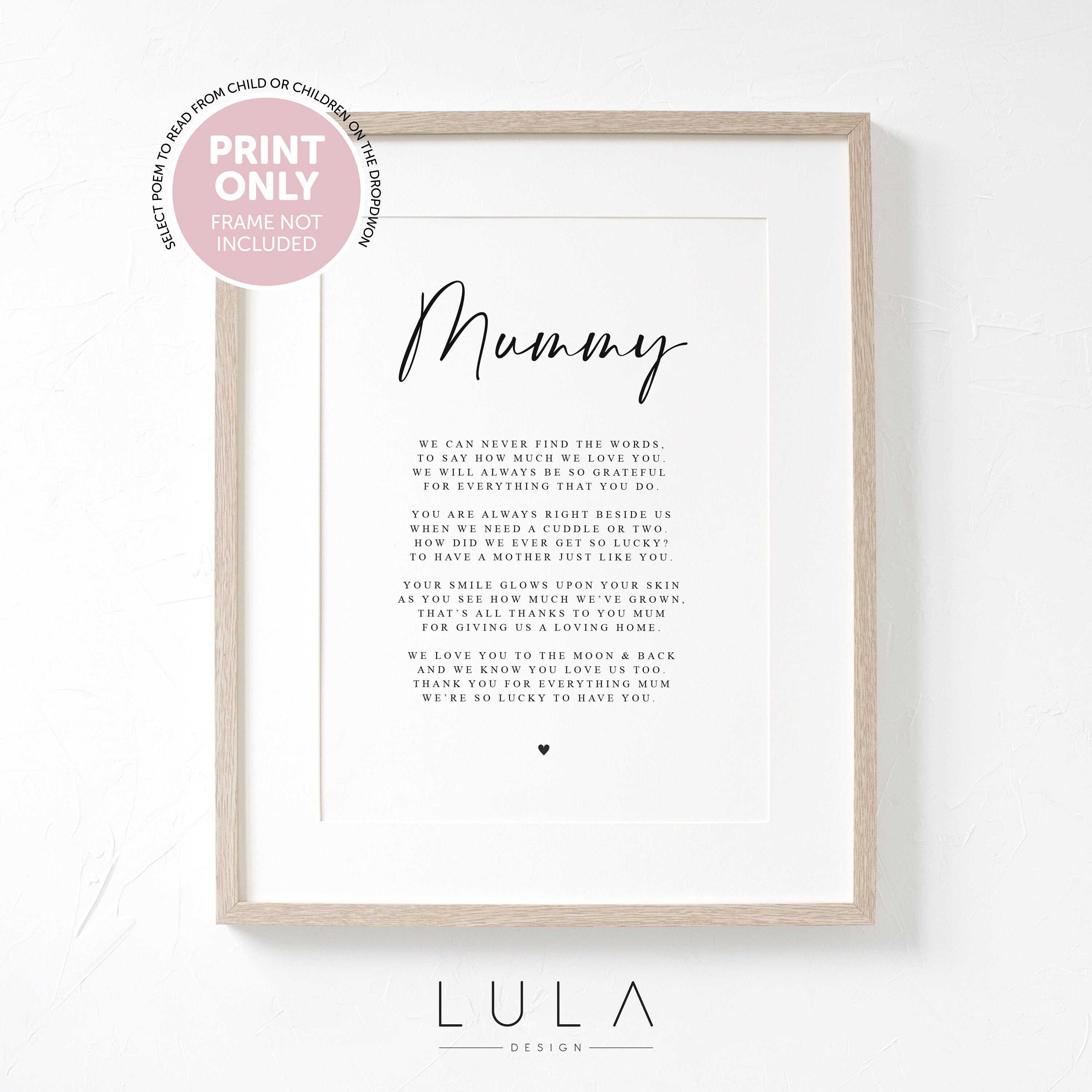 Personalised Mummy Poem A4 A5 PRINT- Mothers Day Gift, Gift for Mum, Mum Birthday Gift, A poem for Mummy Gift Mummy from Child Children