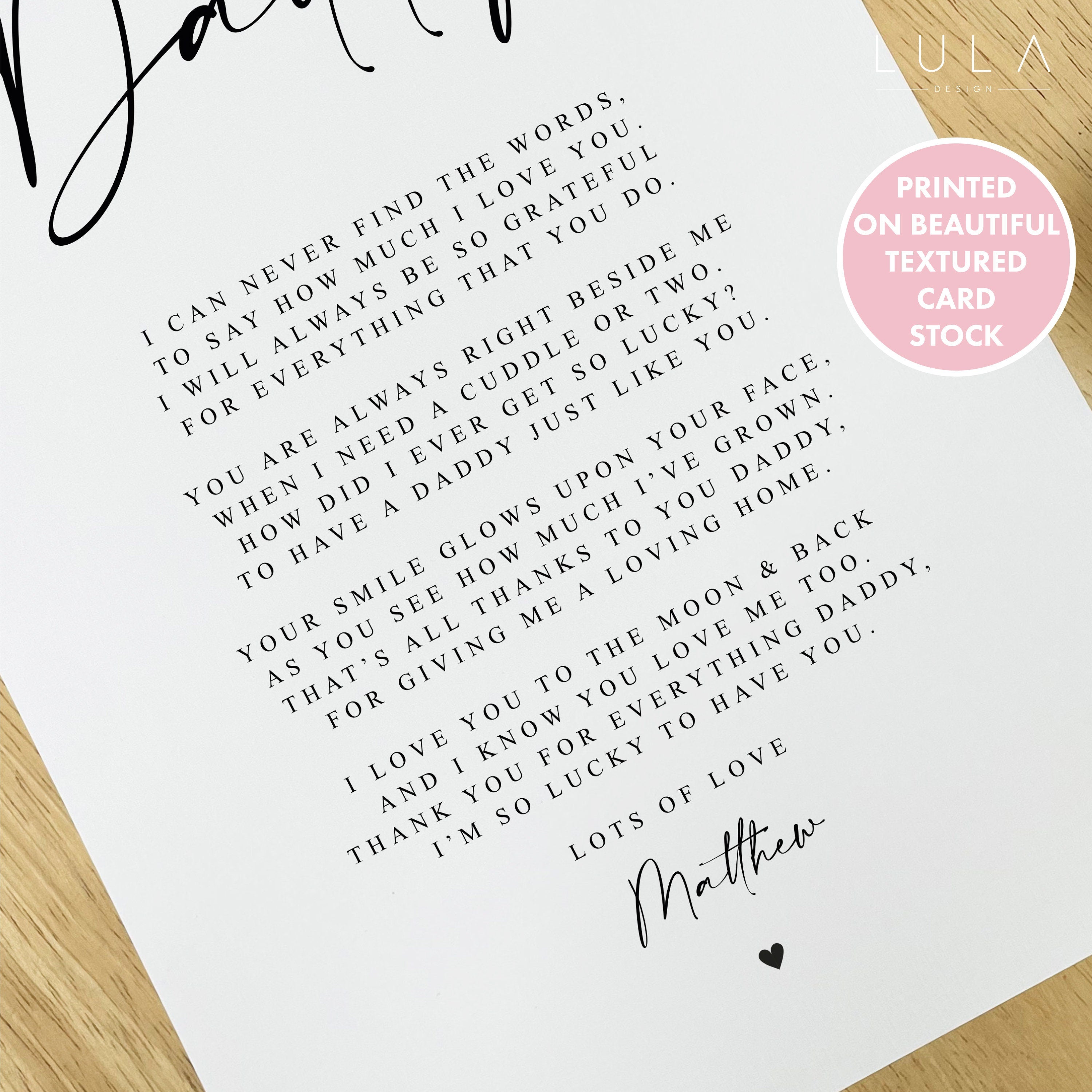 PERSONALISED Daddy Poem A4 PRINT- Fathers Day Poem Gift, Daddy Birthday Gift, Fathers Day Print for Daddy from Child Children, Daddy Gift