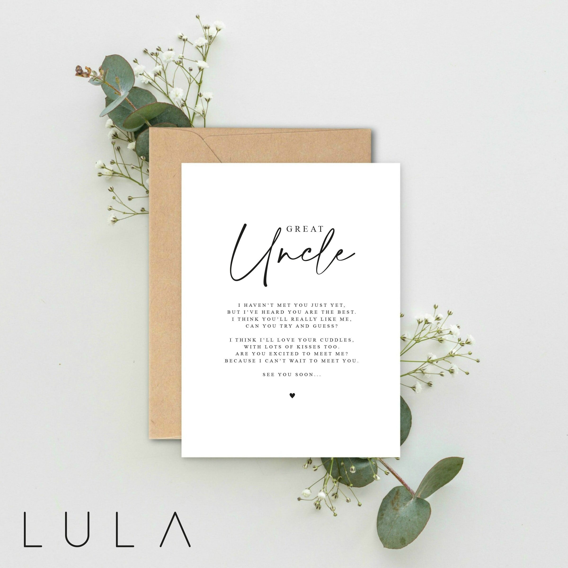 Great Uncle Poem Pregnancy Announcement A5 Card with envelope, Great Uncle Pregnancy Announcement, Pregnancy Reveal, Friends, Uncle Surprise