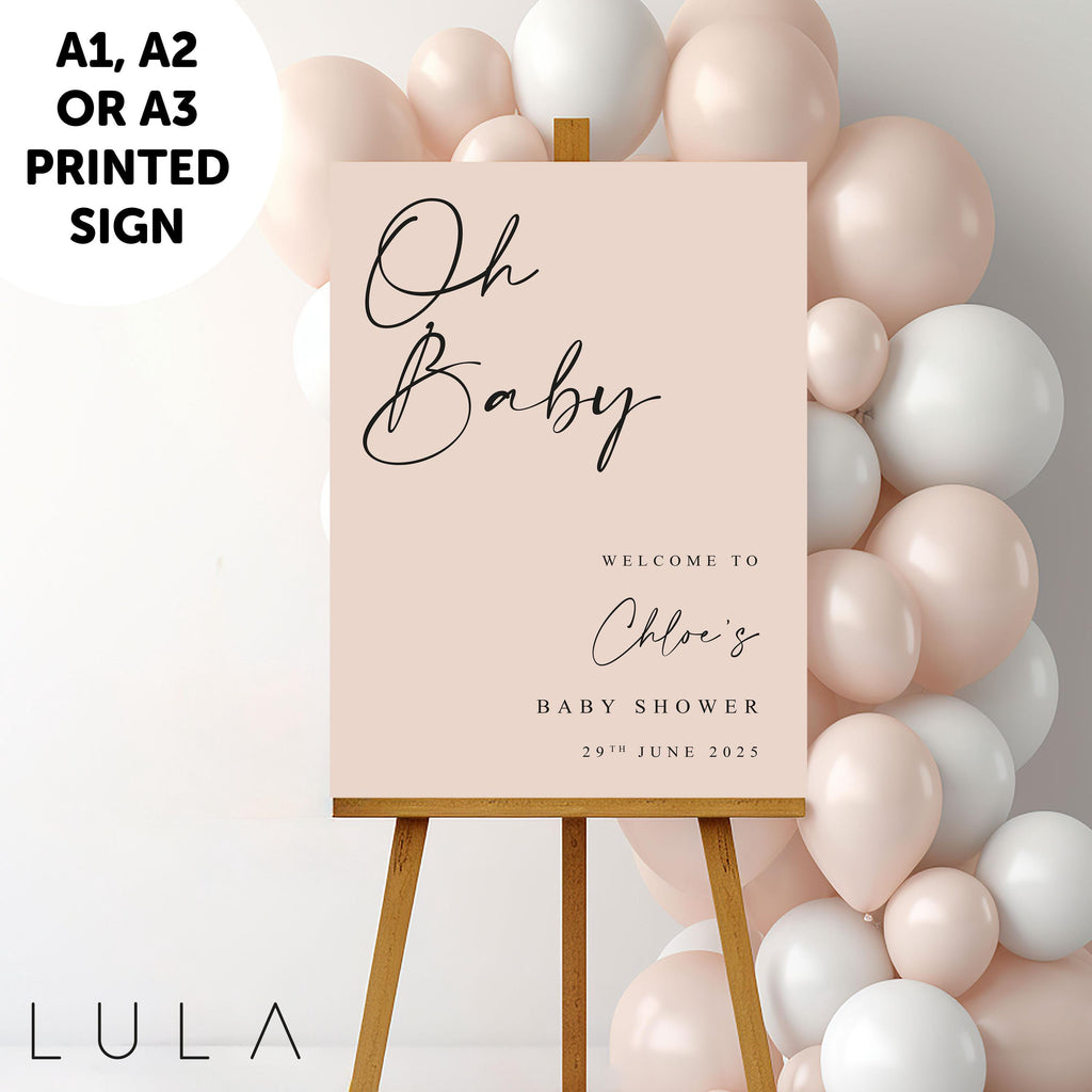 PERSONALISED Brown & White Beige Baby Shower Sign PRINTED Foamex Sign Baby Shower Welcome Sign Party Baby Baby Shower Sign A1 A2 A3