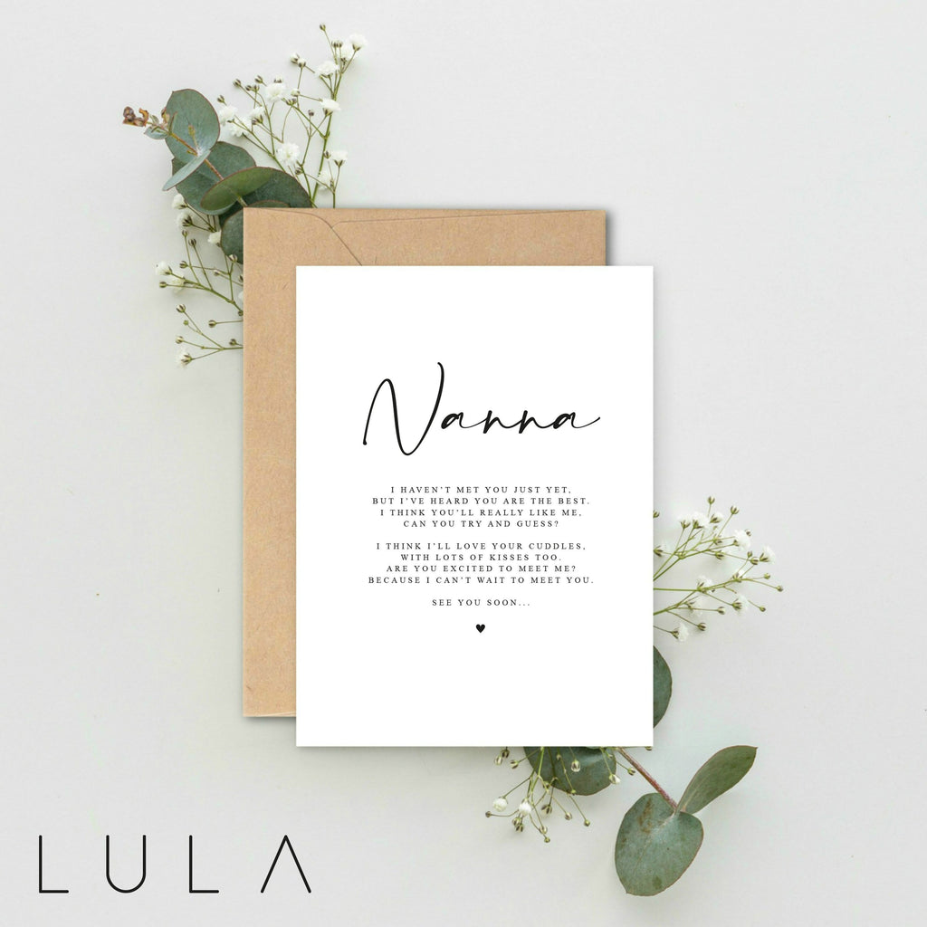 Nanna to be Poem Pregnancy Announcement A5 Card with envelope, Pregnancy Reveal, Nanna to be, Grandparent to be Reveal Card Announcement