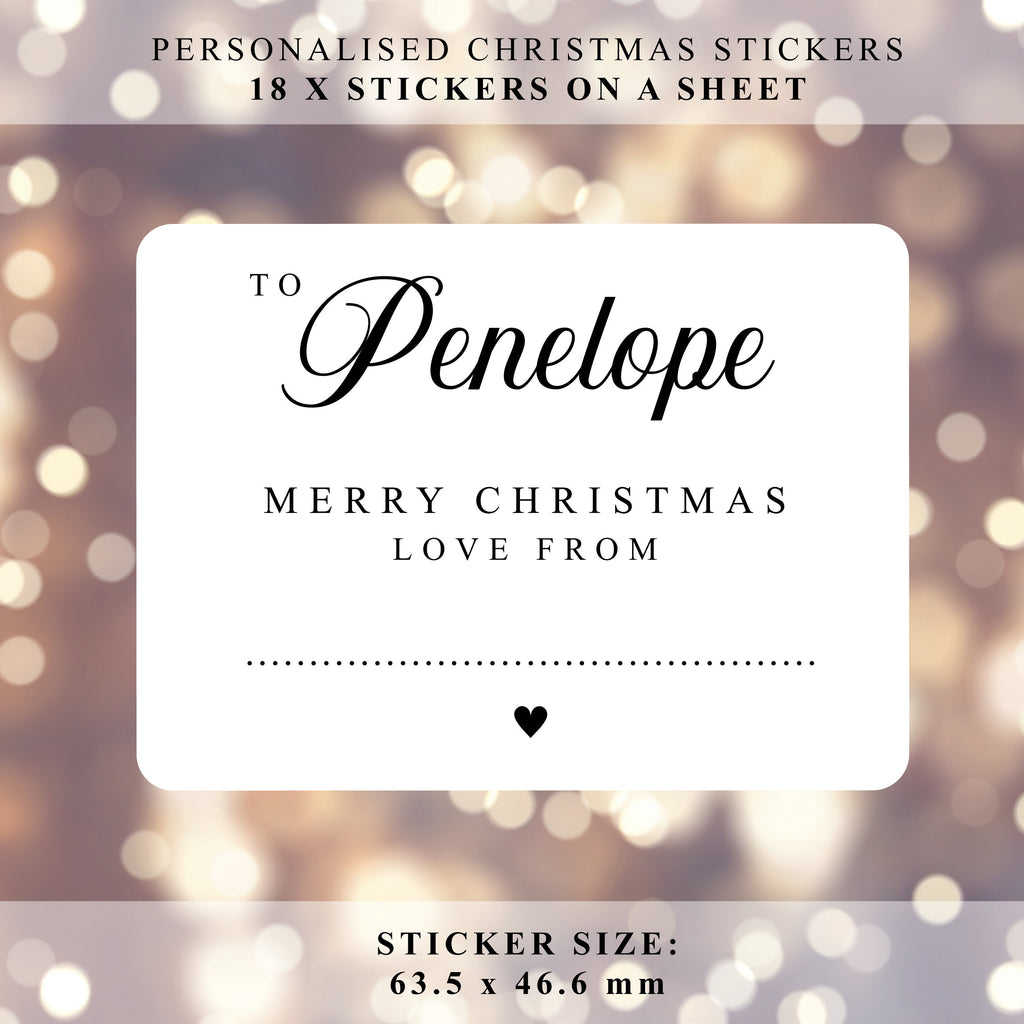 PERSONALISED 18 x To Name Merry Christmas from Family Mum Dad Santa Christmas Gift Sticker Christmas Labels Custom Name Present Gift Bag Tag