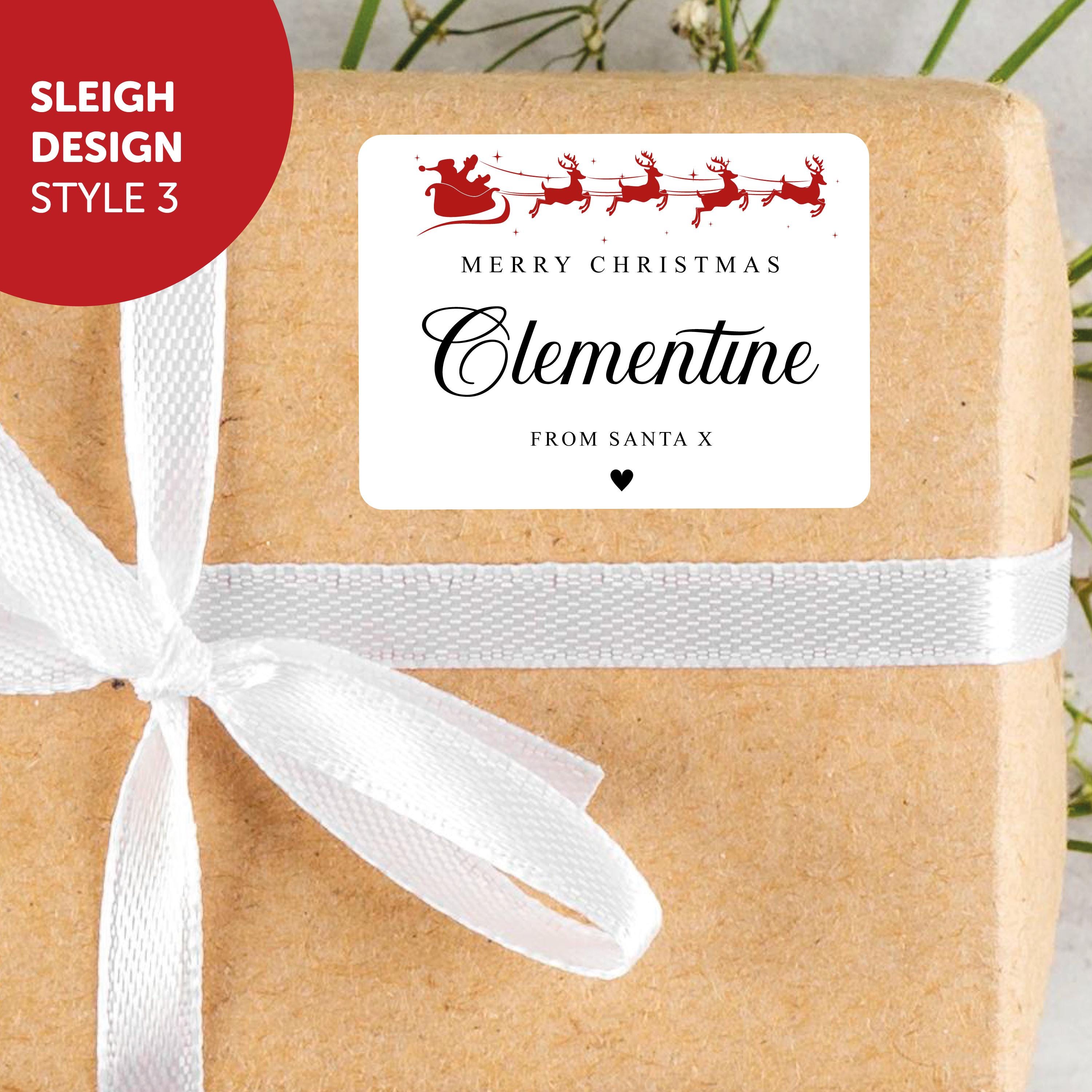 KIDS PERSONALISED 18 x Name Merry Christmas from Family Mum Dad Santa Christmas Sticker Gift Tags Xmas Labels Kids Name Present Gift Bag Tag