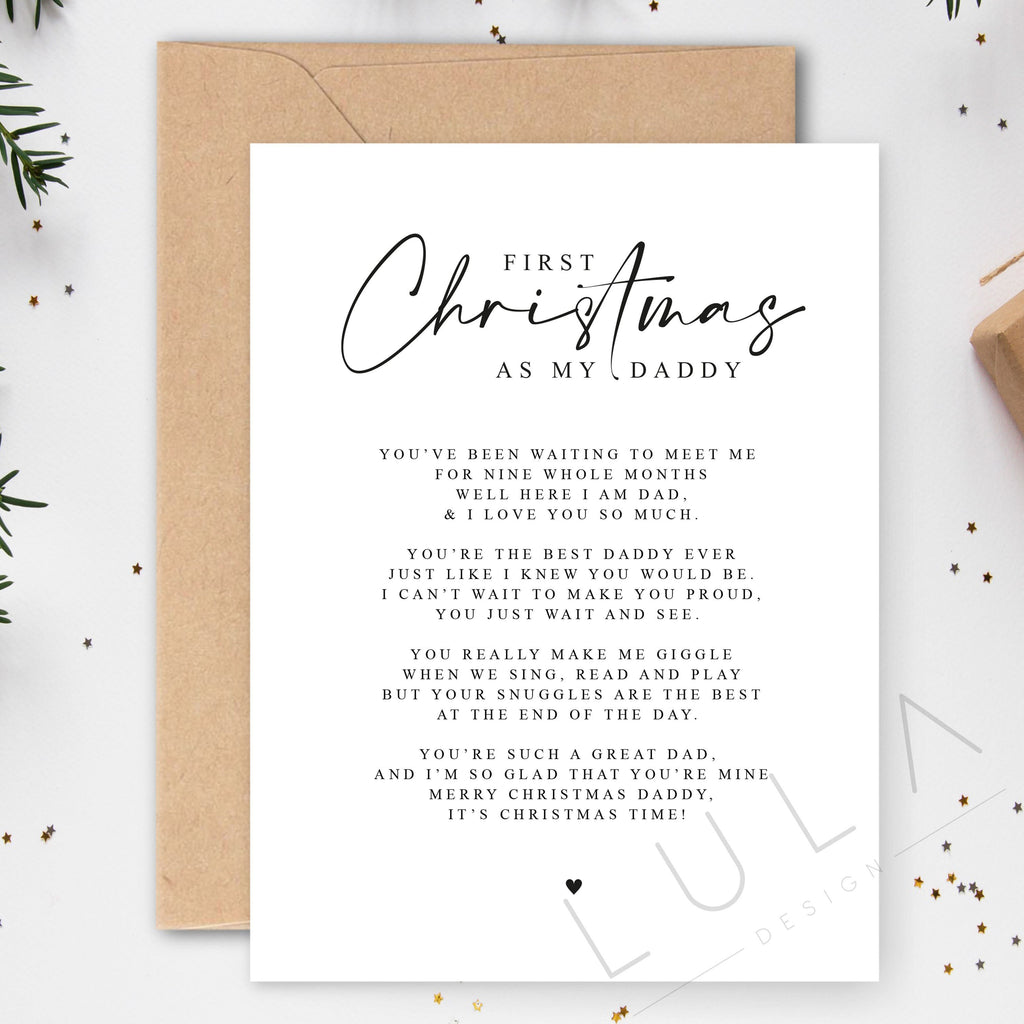 First Christmas as my Daddy from Baby with Poem A5 Greeting Card with envelope, Daddy's first Christmas, Christmas Card for Daddy, Poem Card