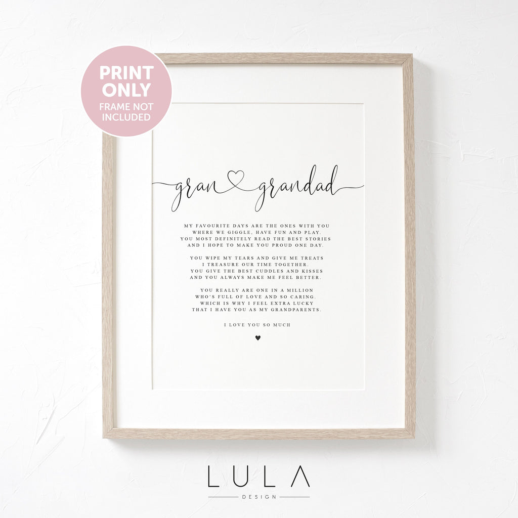 Gran and Grandad Poem A4 or A5 PRINT, Gran and Grandad Gift, Grandparent Poem, Gift for Grandparents, Grandparent Christmas Gift, Gran