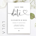 PERSONALISED A6 Black and White Save The Date Printed Invitations Monochrome Save The Dates Printed with Optional Envelopes