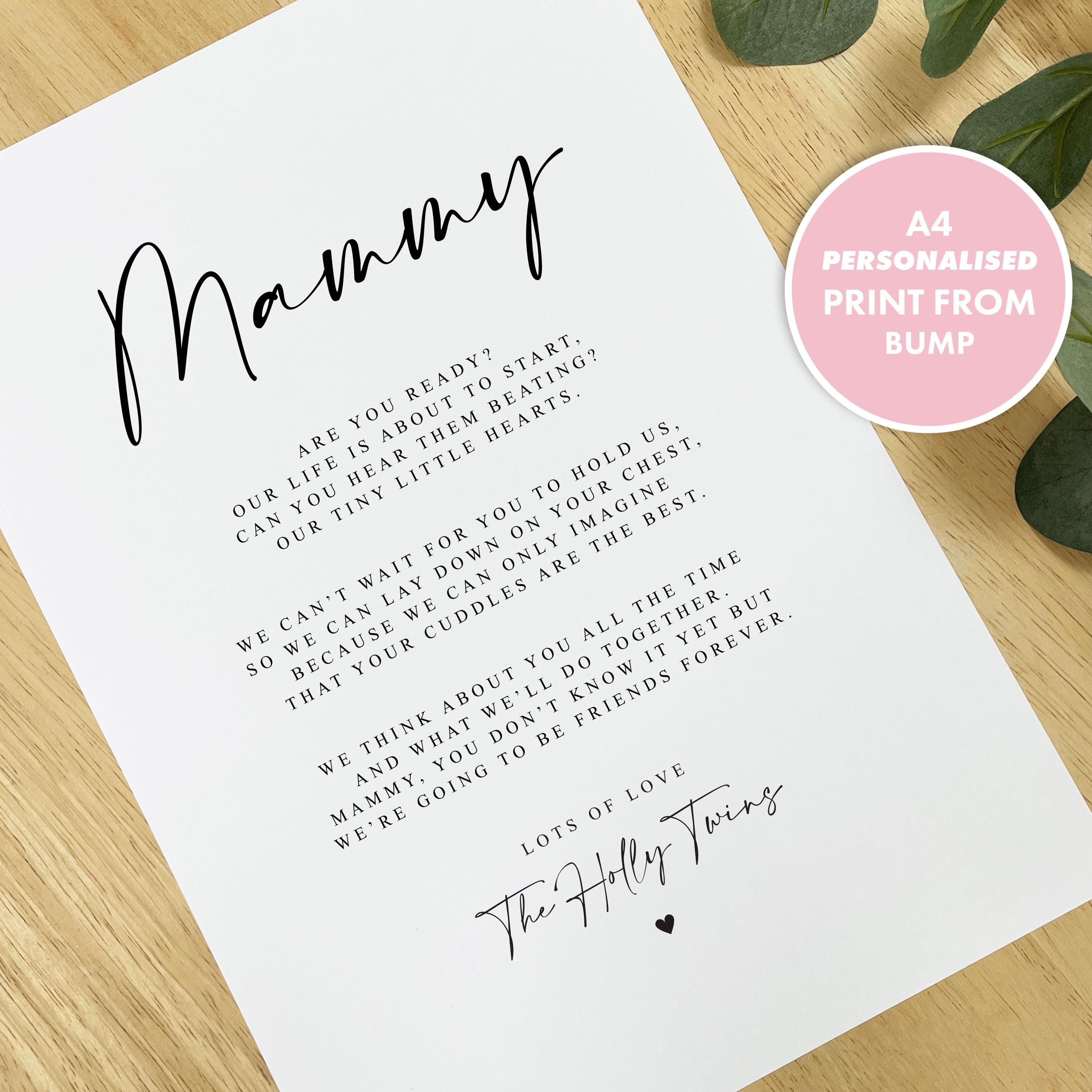 PERSONALISED MAMMY to be Poem from Bump A4 A5 PRINT, Mammy to be Mothers Day Gift, Pregnancy Announcement, Mammy to be Gift, New Mammy