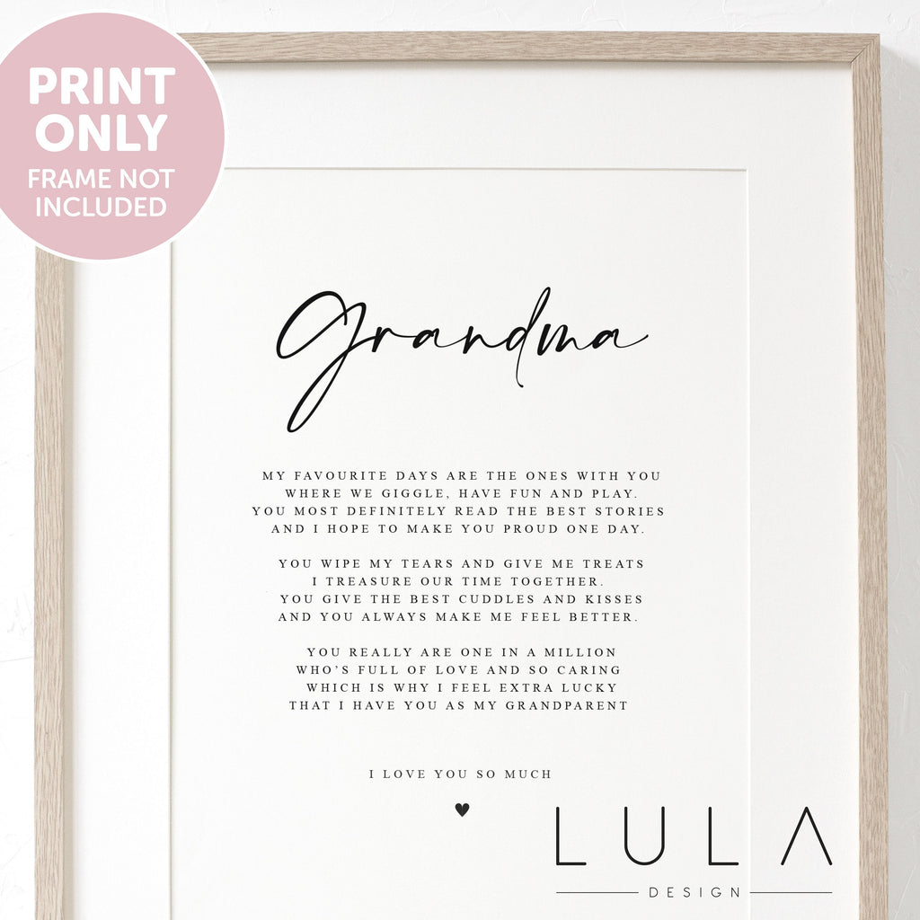 PERSONALISED Grandma Poem A4 A5 PRINT, Grandma Gift Grandparent Poem Christmas Gift, Present to Grandma from Grandchild Grandchildren