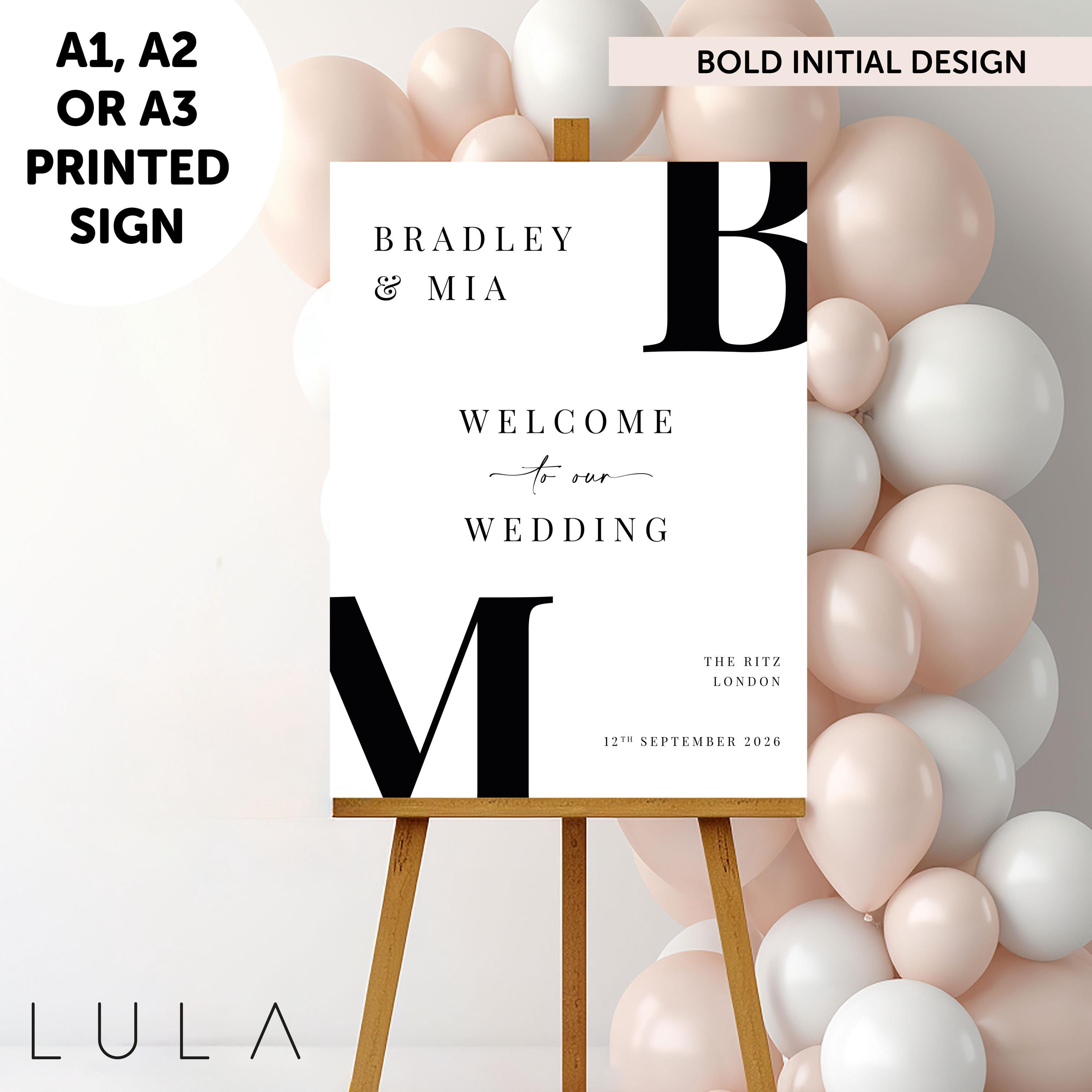 PERSONALISED A1 A2 or A3 Black and White Welcome to our Wedding PRINTED foamex Welcome Sign Elegant minimal wedding sign decor