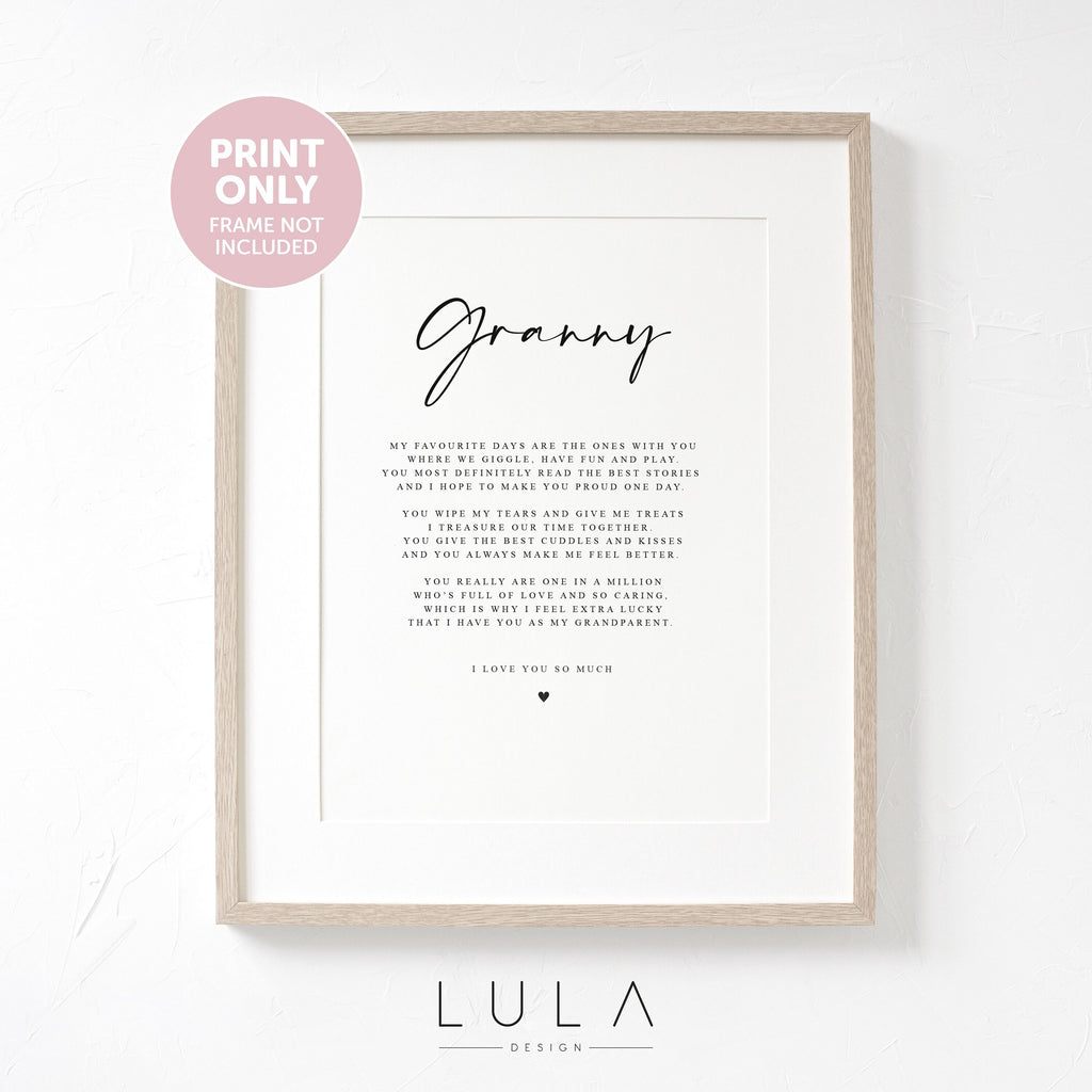 PERSONALISED GRANNY Poem A4 A5 PRINT, Granny Gift, Grandparent Poem, Gift for Granny, Christmas Gift Granny from Grandchild Grandchildren