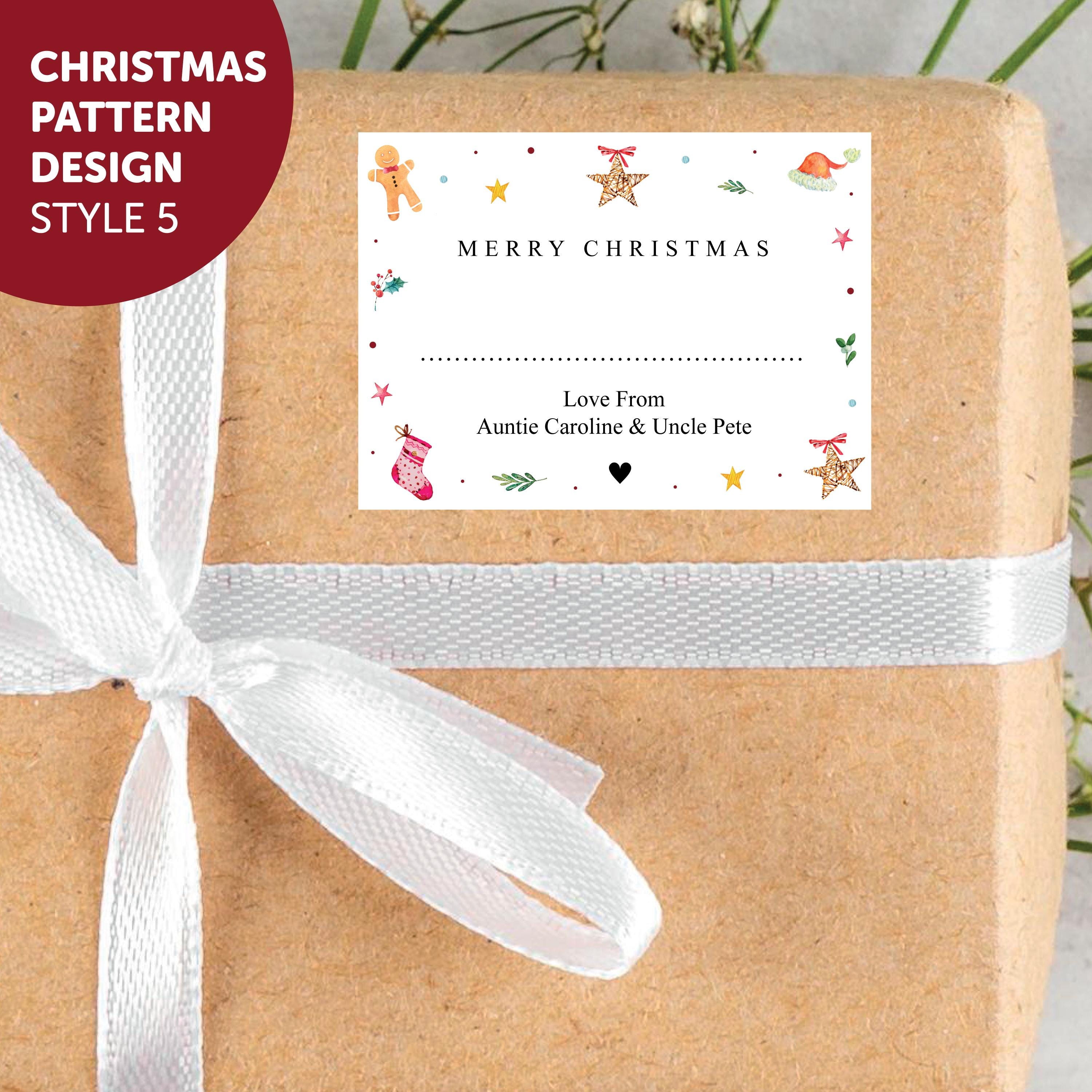 PERSONALISED 18 x Merry Christmas from Family Christmas Gift Sticker, Minimalistic Merry Christmas Labels Custom Name Present Gift Bag Tags