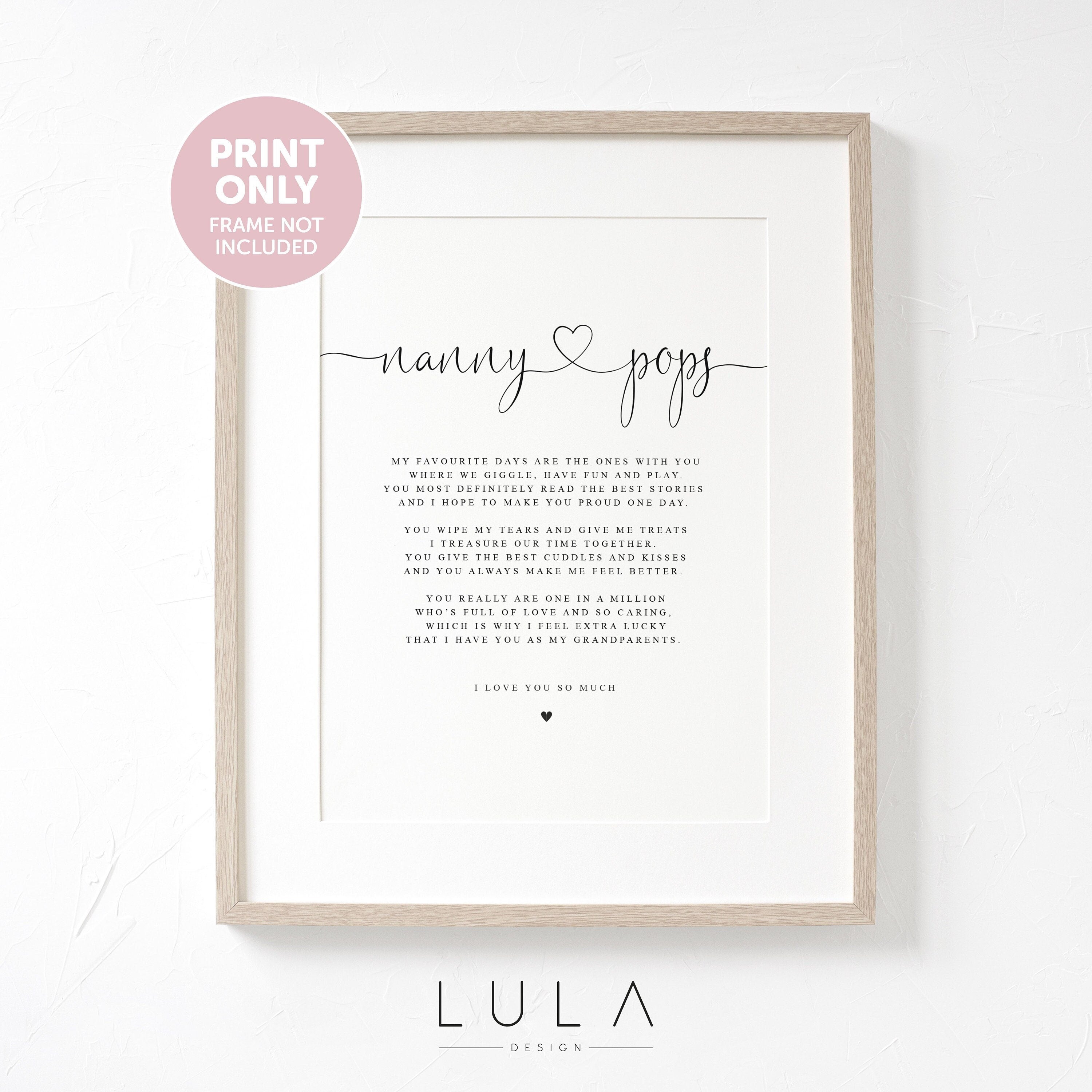 PERSONALISED Nanny and Pops Poem A4 PRINT, Nanny and Pops Gift, Grandparent Poem Gift Grandparents Grandparent Christmas Gift Nanny, Pops