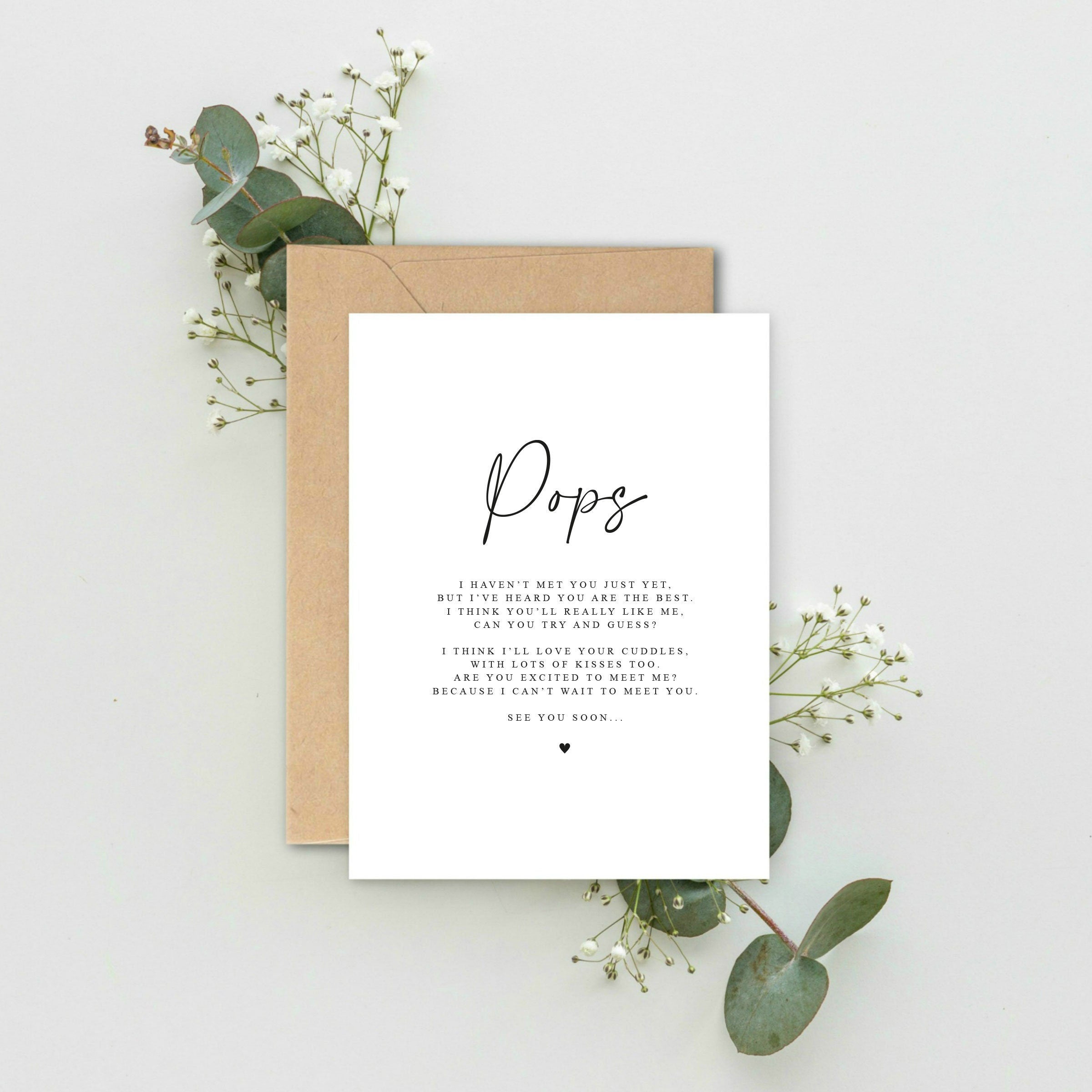 Pops to be Poem Pregnancy Announcement A5 Card with envelope, Pregnancy Reveal, Pops to be, Grandparent to be Reveal Card Announcement
