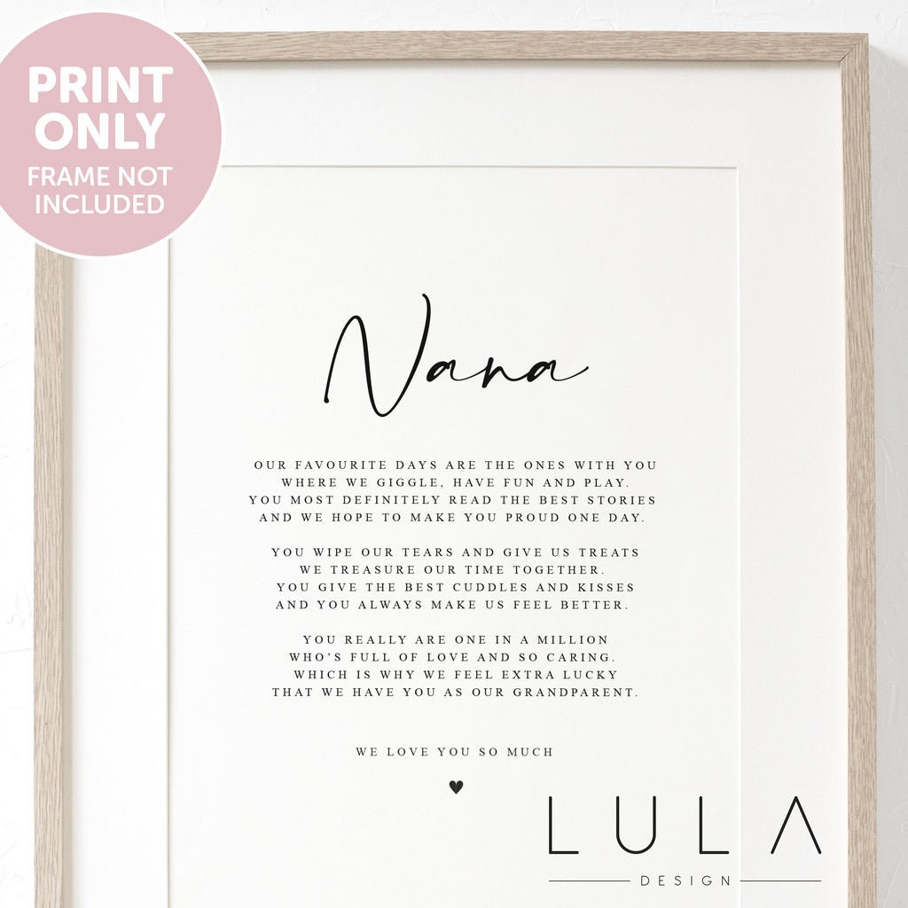 PERSONALISED NANA Poem A4 PRINT Nana Grandparent Poem Gift, Gift to Nana, Nana Christmas Gift, Present to Nana from Grandchild Grandchildren