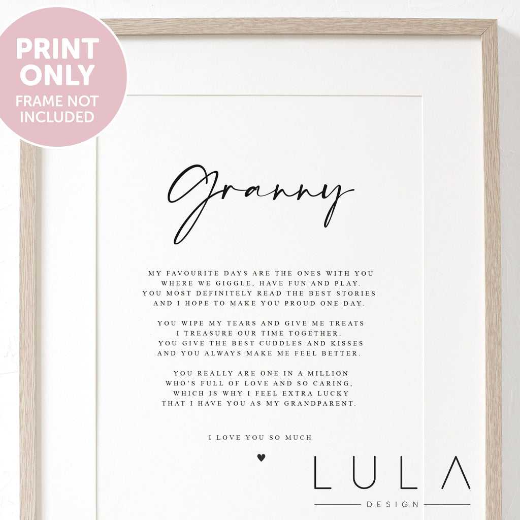 PERSONALISED GRANNY Poem A4 A5 PRINT, Granny Gift, Grandparent Poem, Gift for Granny, Christmas Gift Granny from Grandchild Grandchildren
