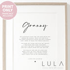 PERSONALISED GRANNY Poem A4 A5 PRINT, Granny Gift, Grandparent Poem, Gift for Granny, Christmas Gift Granny from Grandchild Grandchildren