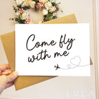 Come Fly with me Surprise Trip A5 Card & envelope, Surprise Vacation Surprise Holiday Minimalistic Card, Husband, Wife, Mum, Dad, Family