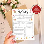 All About Daddy Christmas Card A5 Greeting Card with envelope, Dad Questionnaire, Daddy christmas Card, Daddy Keepsake Card, All about Daddy