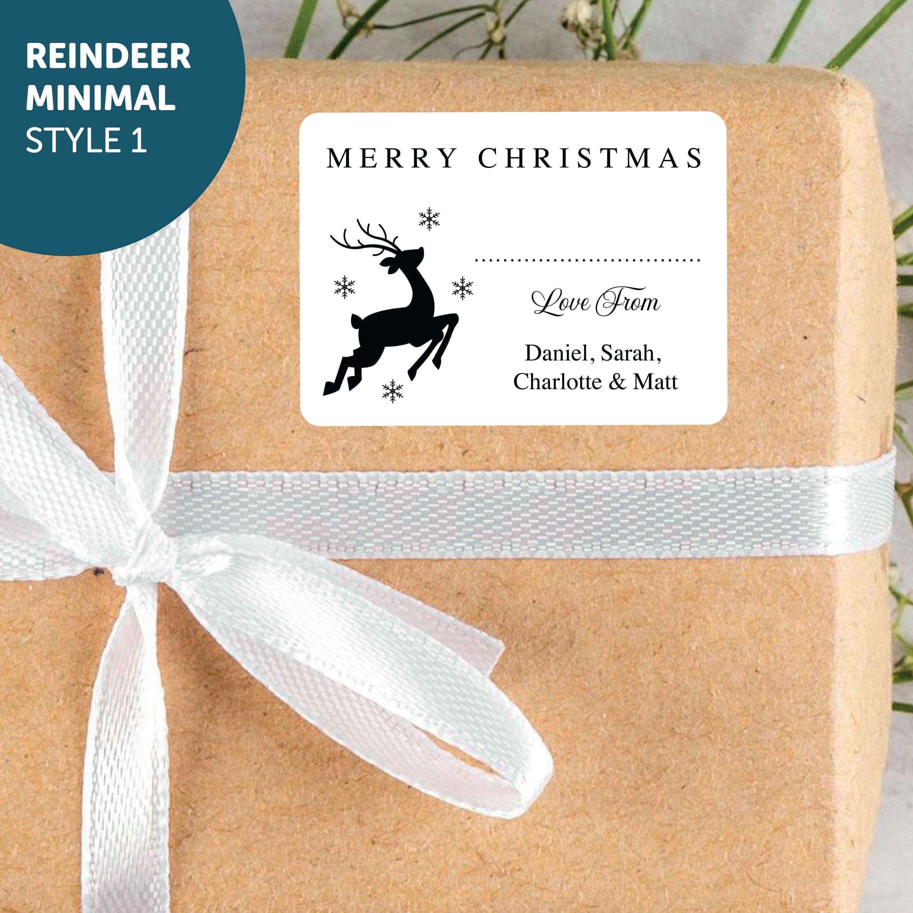 PERSONALISED 18 x Merry Christmas from Family Christmas Gift Stickers, Minimalistic Merry Christmas Labels Custom Name Present Gift Bag Tags