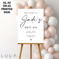 PERSONALISED A1 A2 or A3 Black and White Hen do PRINTED Welcome Sign Elegant Hen Do Welcome Sign hen do signage decor