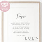 Personalised Pops Poem A4 A5 UNFRAMED PRINT, Pops Grandparent Poem, Pops Christmas Gift to Pops from Grandchild Grandchildren, Pops Birthday