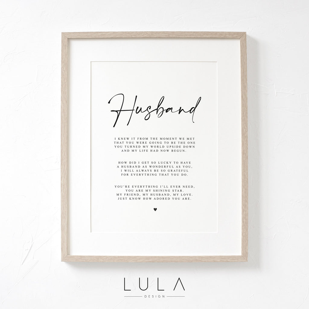 Personalised Husband Poem A4 Unframed PRINT Valentines Day Gift, Gift for Him Husband Birthday Gift Husband Anniversary Gift Husband Poem