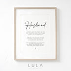 Personalised Husband Poem A4 Unframed PRINT Valentines Day Gift, Gift for Him Husband Birthday Gift Husband Anniversary Gift Husband Poem