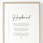 Personalised Husband Poem A4 Unframed PRINT Valentines Day Gift, Gift for Him Husband Birthday Gift Husband Anniversary Gift Husband Poem
