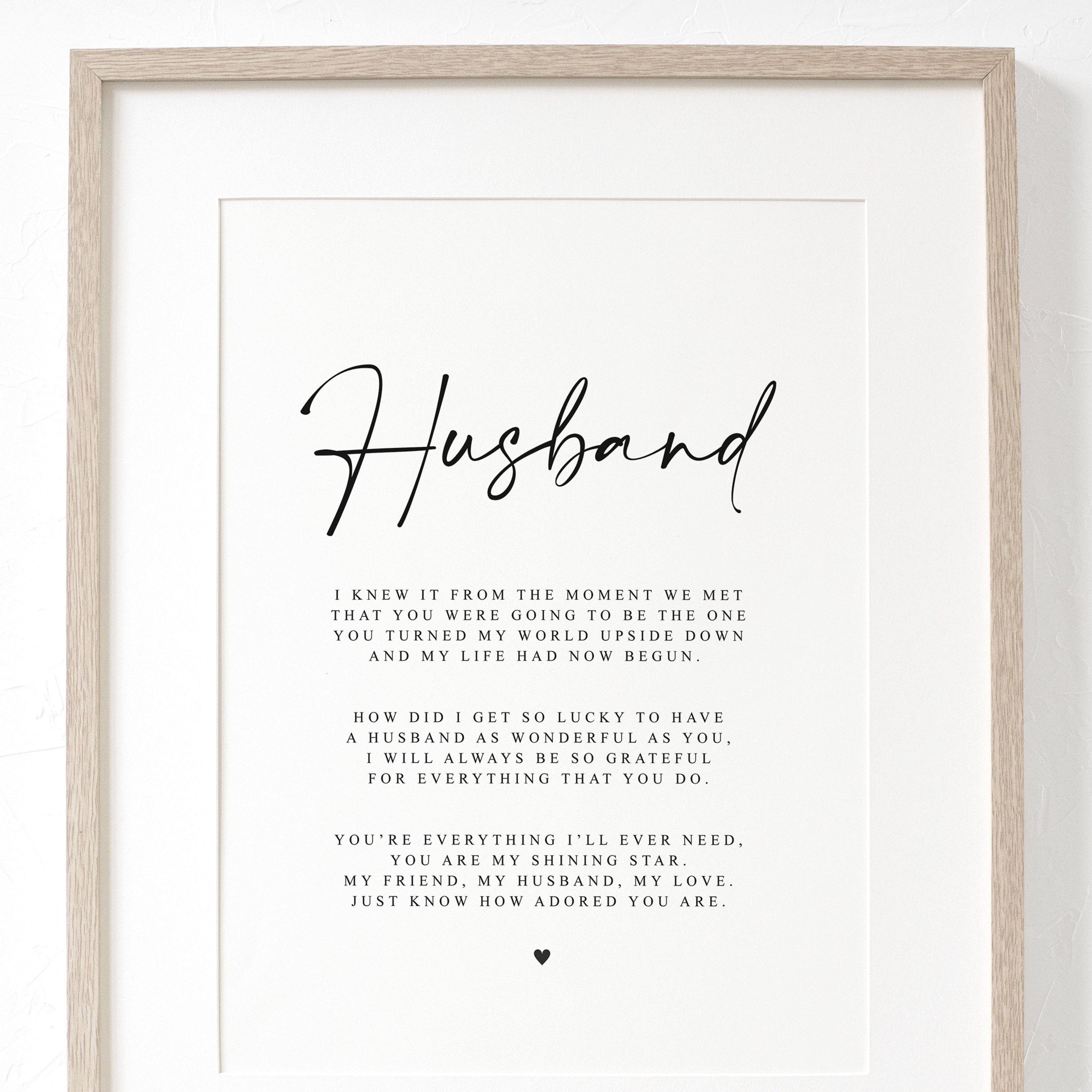 Personalised Husband Poem A4 Unframed PRINT Valentines Day Gift, Gift for Him Husband Birthday Gift Husband Anniversary Gift Husband Poem