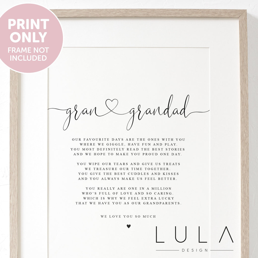 Gran and Grandad Poem A4 or A5 PRINT, Gran and Grandad Gift, Grandparent Poem, Gift for Grandparents, Grandparent Christmas Gift, Gran