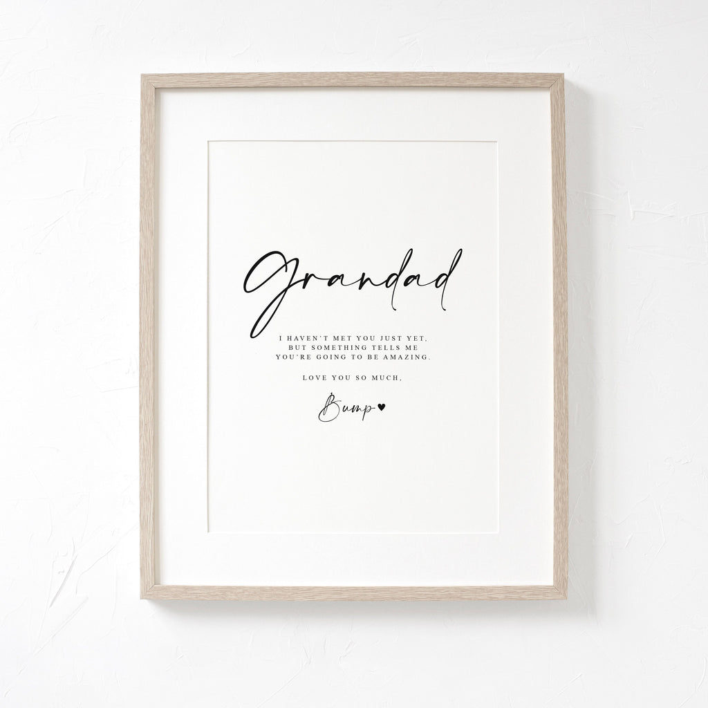 GRANDAD Love from Bump A4 or A5 PRINT, Pregnancy Announcement, Bump to Grandad Gift, Fathers Day Bump Gift, New Grandparent Announcement