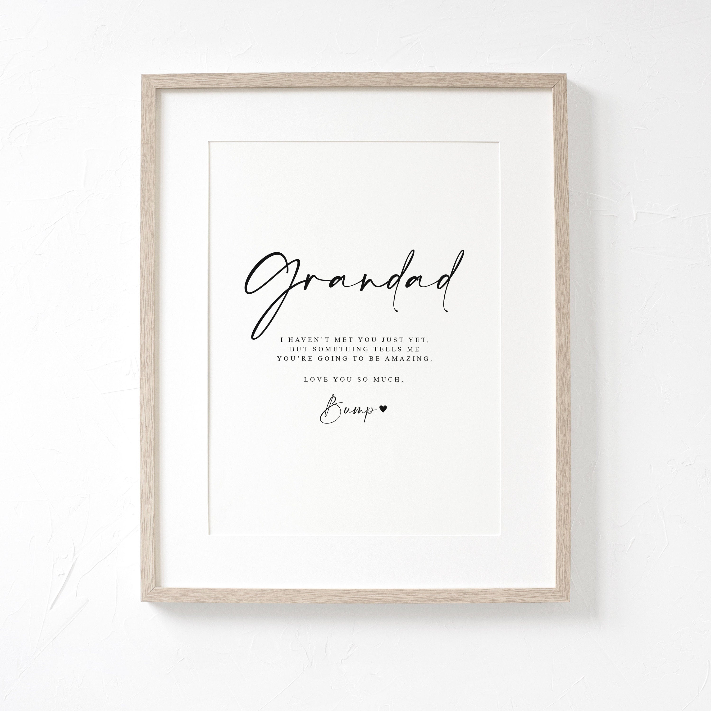 GRANDAD Love from Bump A4 or A5 PRINT, Pregnancy Announcement, Bump to Grandad Gift, Fathers Day Bump Gift, New Grandparent Announcement